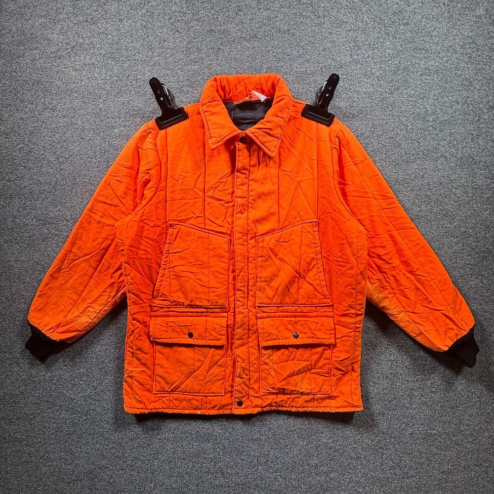 Vintage Walls Blizzard Pruf Shacket Jacket Mens LT Orange Canvas Collared Zip-Up